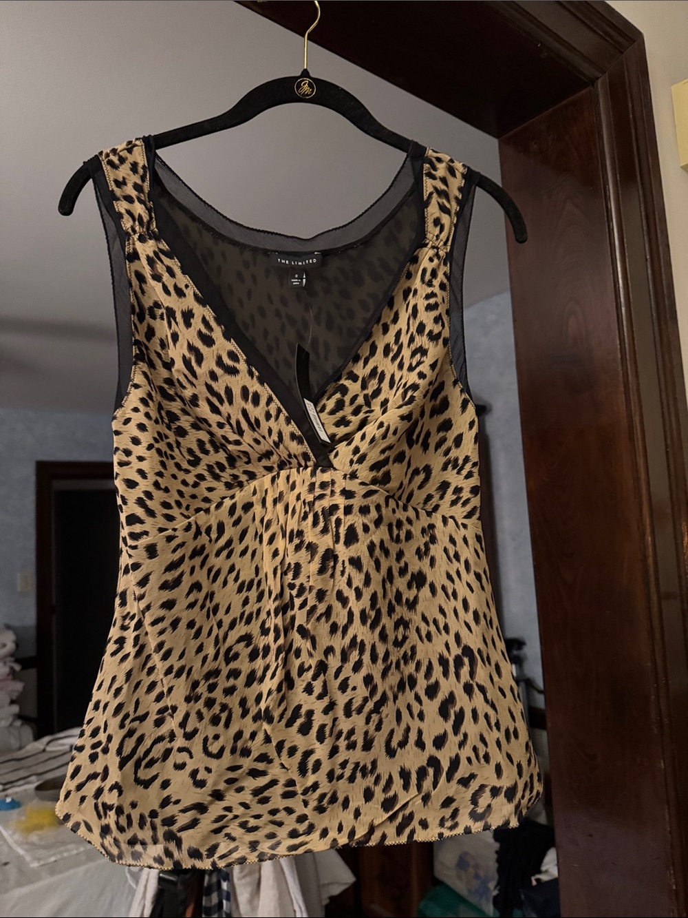The Limited Leopard Print V-Neck Sleeveless Cami - Tan & Black